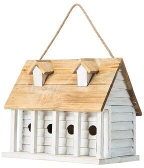 "Glitzhome 14.25""L Wood Distressed Solid Wood Cottage Birdhouse"