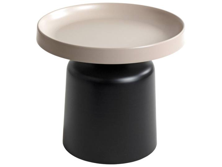 Beistelltisch, Schwarz, Hellgrau, Metall, rund, rund, 50x45x50 cm, Wohnzimmer, Wohnzimmertische, Beistelltische, Beistelltische Metall