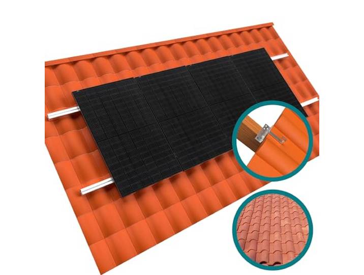 2x doitBau Erweiterungs-Montageset Ziegeldach silber für Solarmodule Schrägdach Ziegel Pfannen Ton Keramik Beton befestigen Photovoltaik Halterung Befestigung PV Montage Set Modul Dach Solar Anlage