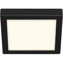 Deckenlampe Deckenleuchte Büroleuchte Aufbaupanel schwarz Wohnzimmerleuchte quadratisch, Kunststoff Metall, 1x LED 16W 1700lm 4000K neutralweiß, LxBxH 22,5x22,5x3,2 cm