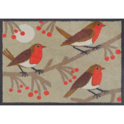 Fußmatte TURTLE MAT "Red Robins", bunt, B:60cm H:9mm L:85cm, Baumwolle, Teppiche, Fußmatte, waschbar und trocknergeeignet