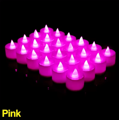 Uplift Curations LED Flameless Candles Colorful Battery Operated Tealight Set For Parties & Home Decor pink 12pcs