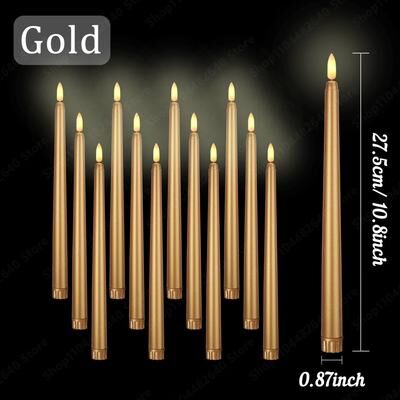 Uplifted Finds 12 To 108 Pcs Flameless LED Taper Candles Flickering Electric Faux Candlesticks For Wedding Church Decor gold 60pcs