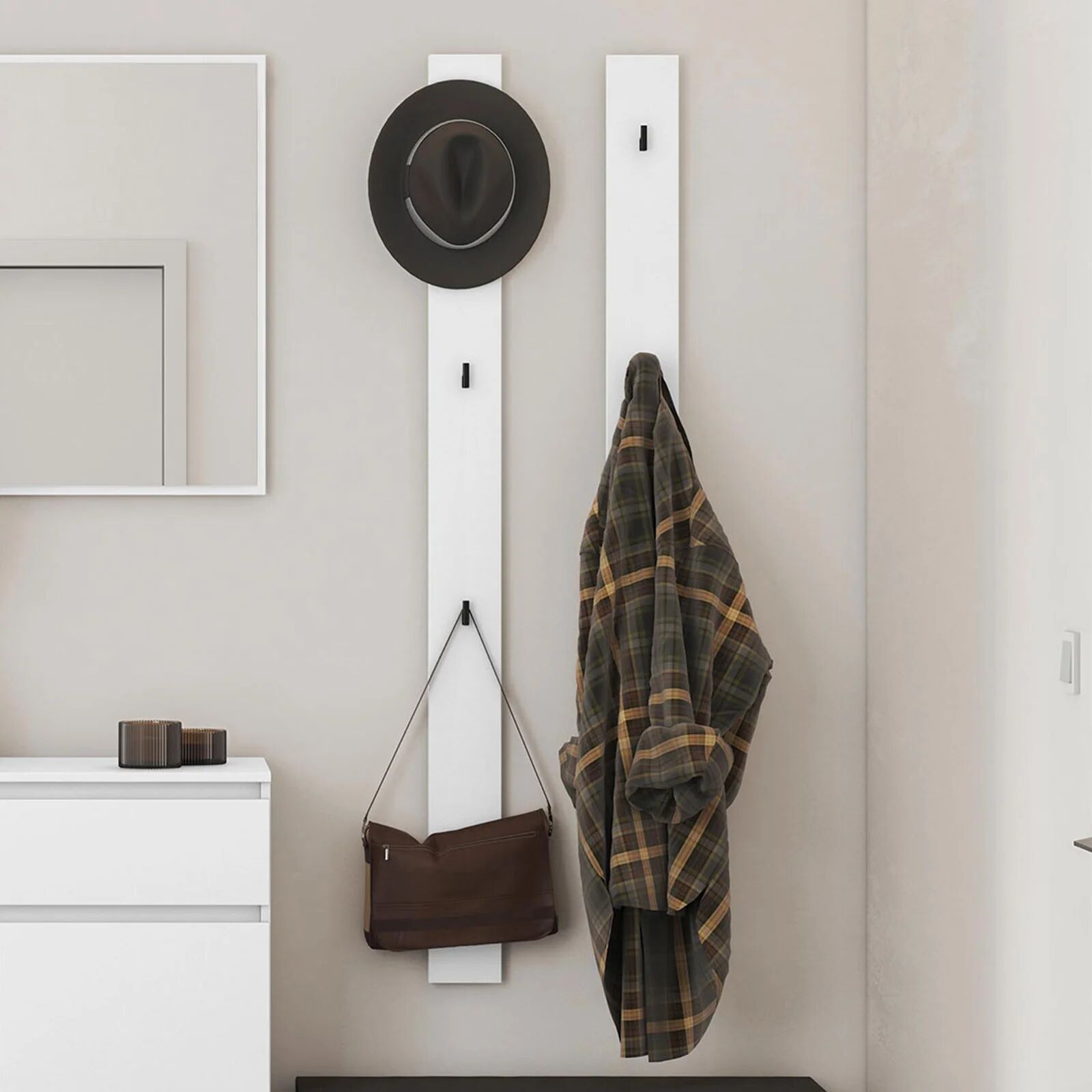 garneroarredamenti Appendiabiti da parete 13x163h cm bianco Accent