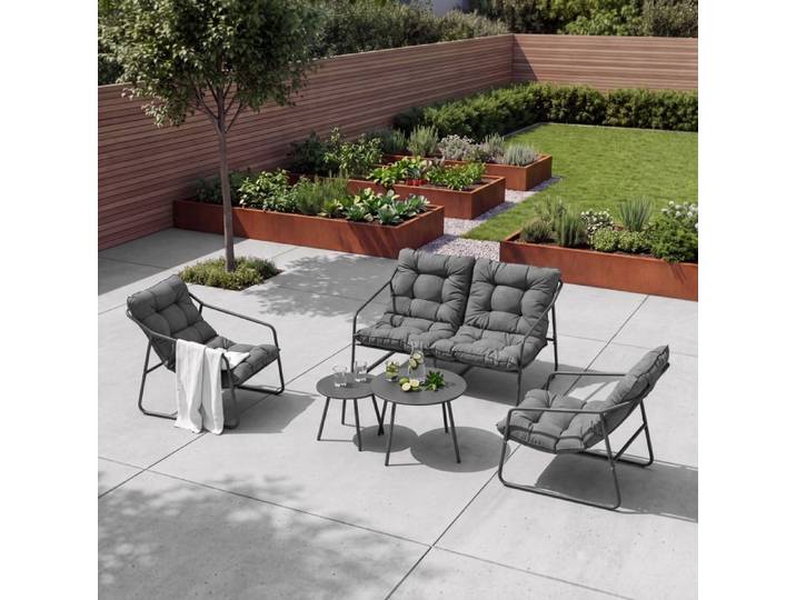 Ensemble de meubles de jardin Kivanta 5 pièces gris foncé