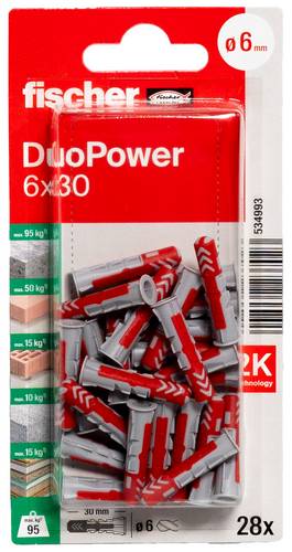 Fischer 534993 DuoPower 6 x 30 K NV 2-Komponenten-Dübel 30mm 6mm 1 Set