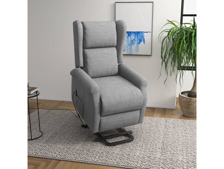HOMCOM Fauteuil Releveur Inclinable Lin Gris