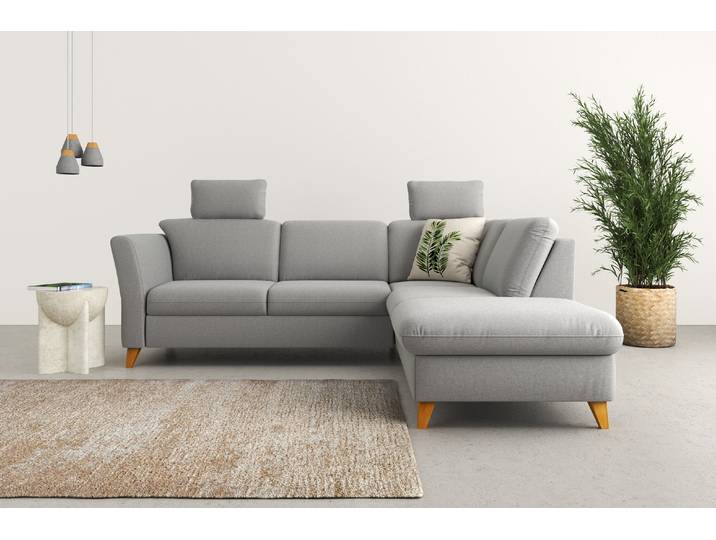 Ecksofa, Luxus-Microfaser Euphoria, Grau, 252×213 cm, Ottomane Rechts, Modern, Home-affaire