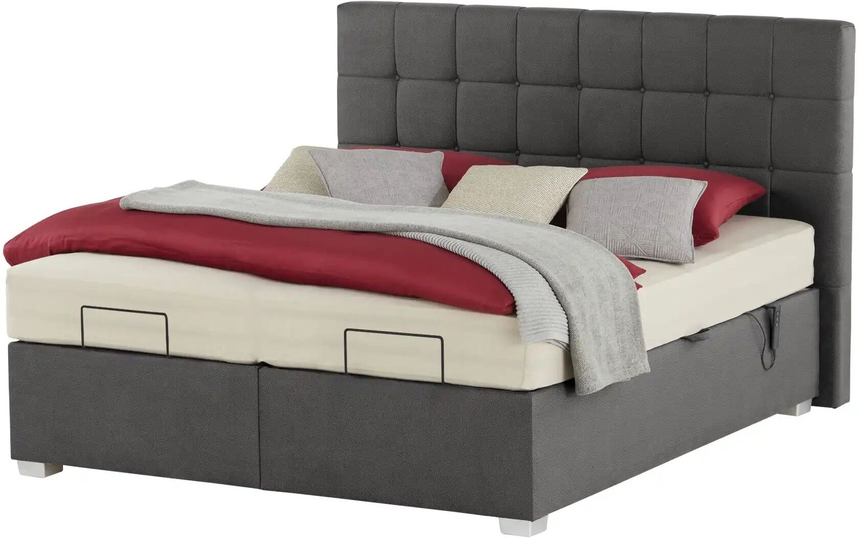 vanDoorn Motor-Boxspringbett mit Bettkasten Ohio ¦ grau ¦ Maße (cm): B: 172 H: