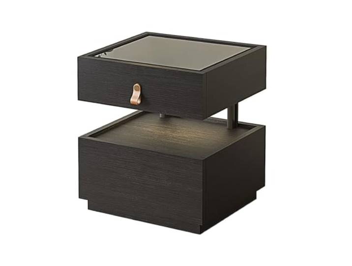 YANG11FAN Vielseitig Mobiler Universal-Nachttisch mit Rollen Mit hellem Schlafzimmer-Aufbewahrungsschrank, modern(Schwarz,Groß)
