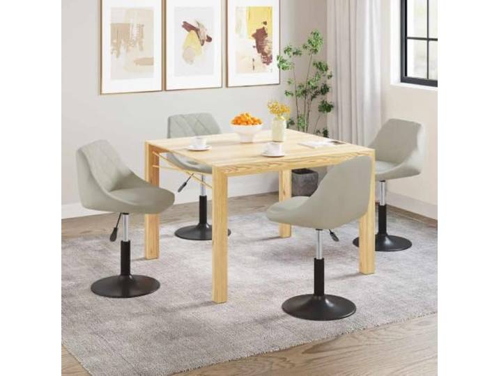 HGPOTUY Esszimmerstühle 4 STK. Drehbar Creme Samt Höhenverstellbar, 360 Grad Drehung, Schwarzer Stahlrahmen, Modernes Design