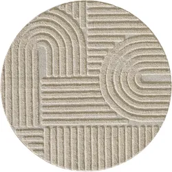 Carpetsale24 Teppich Rund 200 cm Beige, Hochflor Wohnzimmer Teppich, Weich & Flauschig, Skandinavisch Boho Stil, Langflor Shaggy, Pflegeleicht