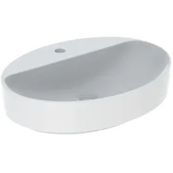 Geberit VariForm Aufsatzwaschtisch 500773002 60x45cm, mit Hahnlochbank, ohne Überlauf, oval, weiß KeraTect