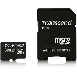 Transcend 64GB microSDXC Class 10 + SD-Adapter
