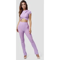 RAYSHYNE Damen Freizeitanzug 2-tlg., Femininer Lounge Zweiteiler Hose & Wickeltop RS22