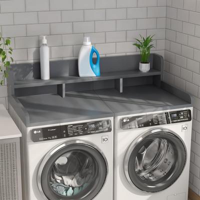 Kodotan sofa Washer Dryer Countertop with Non-slip Pads, Laundry Wood Shelf Topper with Edge, for Washer and Dryer Laundry Hamper Counter