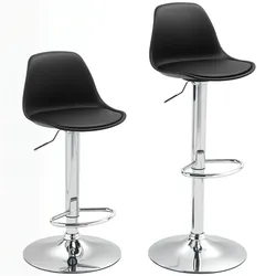 BARHOCKER 2er Set, Gepolstert Barstuhl mit Stahlgestell, Lehne für Küche Schwarz