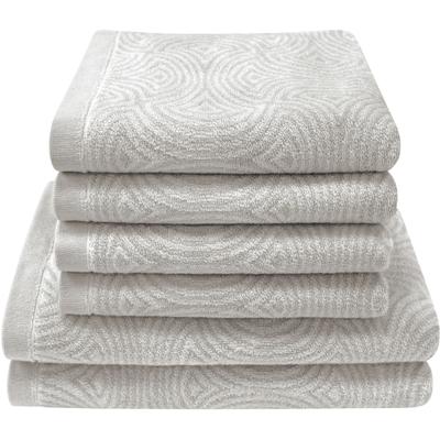 Handtuch Set DYCKHOFF "Landscape", silber, 6 Stk., Walkfrottier, Walkfrottier, Obermaterial: 100% Baumwolle, Handtuch-Sets, 4 Handtücher (50x100cm), 2 Duschtücher (70x140cm)