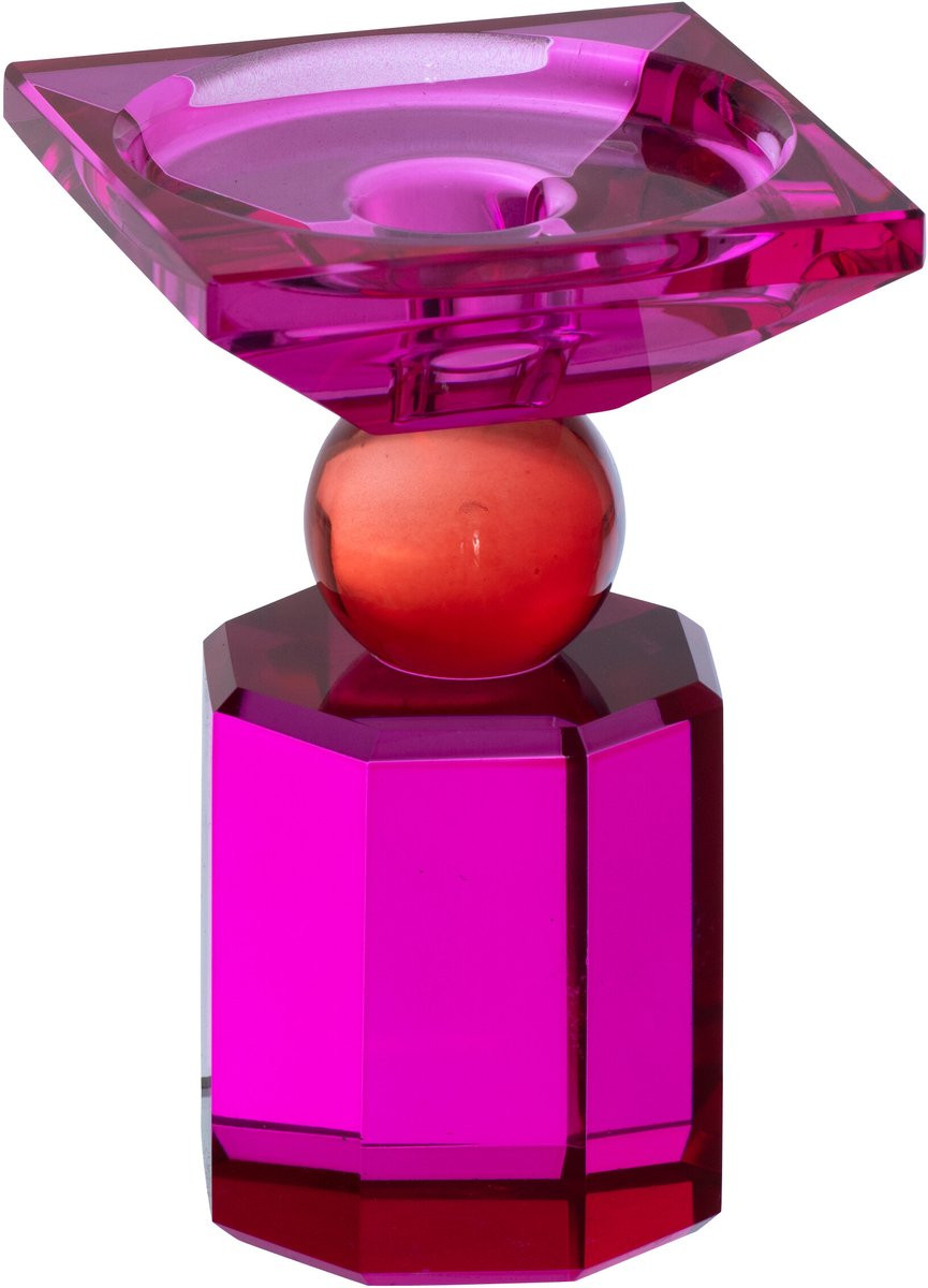 J-Line kandelaar van glas in kerstrood/fuchsia