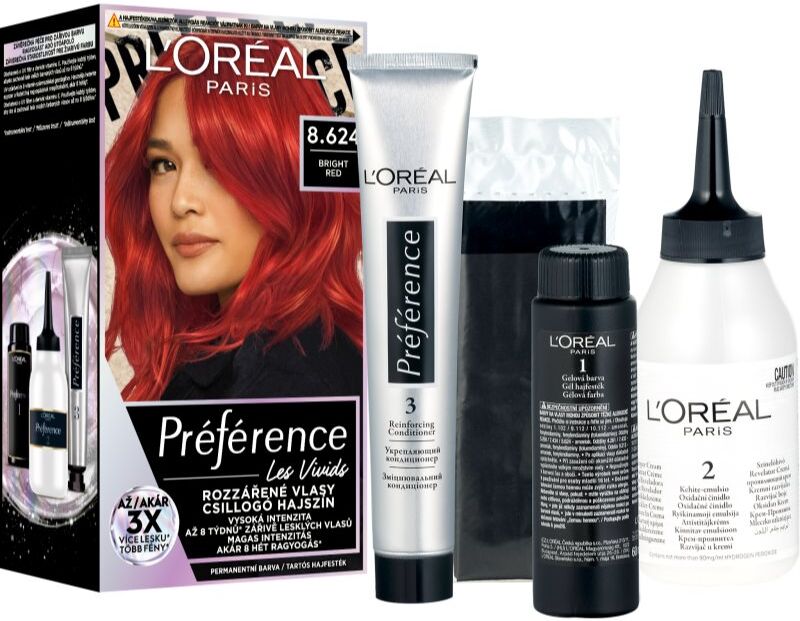 L’Oréal Paris Préférence Vivids coloration cheveux teinte 8.624 bright red 1 pcs