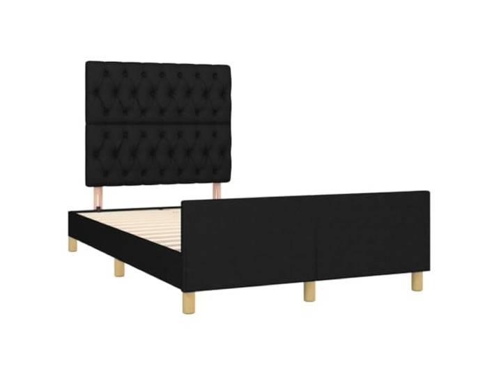 KTHLBRH Bettgestell schwarz 120 x 190 cm, Bettgestell aus Stoff Verstellbares Kopfteil, Latten aus Sperrholz, robuste Beine, 1 Bettgestell mit Fußteil, 2 Kopfteile