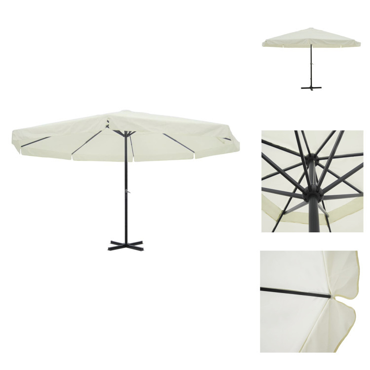 vidaXL Sonnenschirm Weiß 500 cm Aluminium - Sonnenschirme & Sonnenschutze