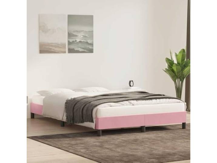 KTHLBRH Bettrock Rosa 140 x 210 cm Samt Lattenrost, stabil, ohne Matratze, für Schlafzimmer