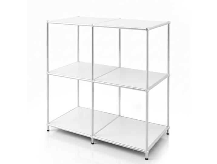Floordirekt Regal, Metallregal, Sideboard - Weiß, Chrom, 80Hx80Bx40T cm - Modulares Stecksystem im modernen Design, Metall Regal für Wohnzimmer, Büro, Flur - Würfelregal Concept Epure MK-027