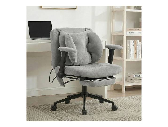 Fine Life Pro Bürostuhl Bürostuhl, 1 Stück, grau, Drehstuhl mit Fußstütze, Rollen, Armlehnen, für Homeoffice