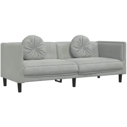 vidaXL Sofa mit Kissen 3-Sitzer Hellgrau Samt