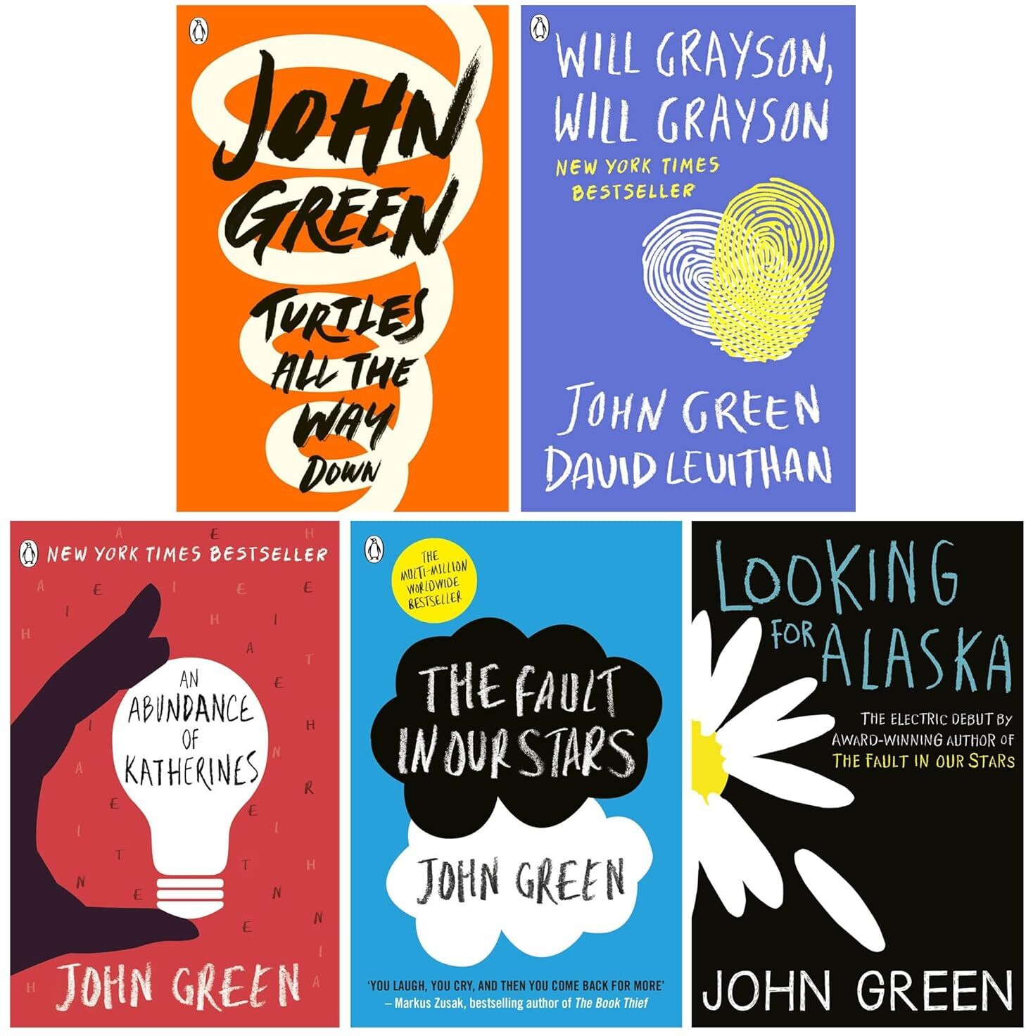 Penguin John Green 5 Books Collection Set - The Fault in Our Stars, Looking for Alaska & More - YA Paperback - Ages 14+