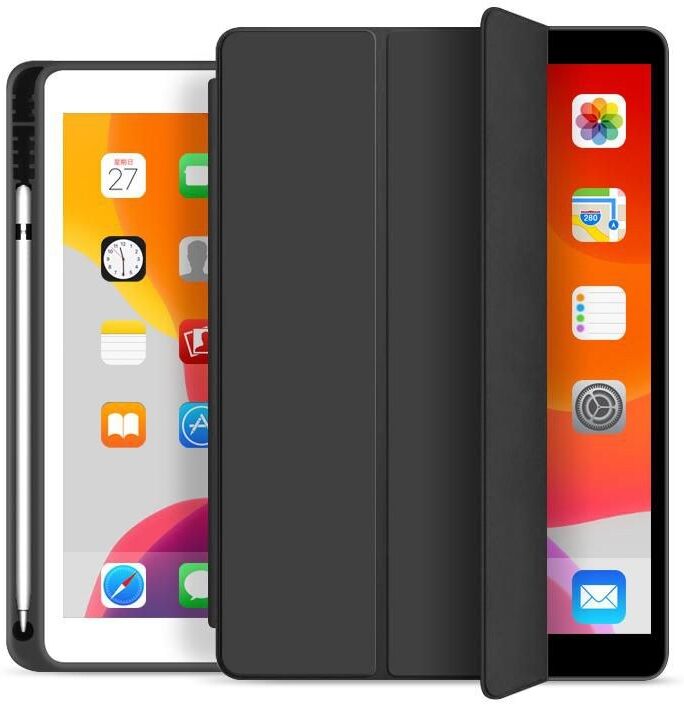 eSTUFF SEATTLE Pencil Case for Apple iPad Mini 7/6 - Black PU Leather (ES682081-BULK)