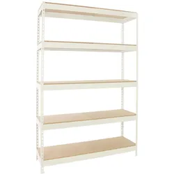 Proregal Schwerlastregal BIG WOOD YETI FIVE | HxBxT 200x120x60cm | Fachlast 400kg | Weiß