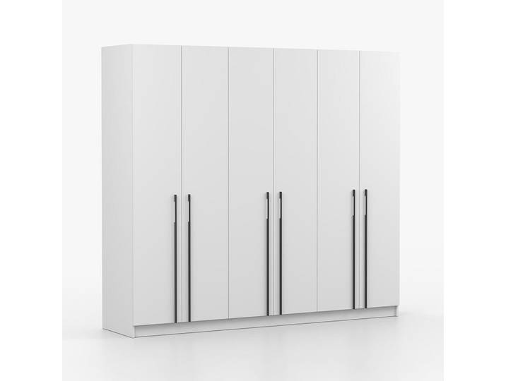 imoebel24 Drehtürenschrank Rosa II 6D 230/210/55 cm 6-türig Weiß, 230x210x55 cm, Schlafzimmer, Kleiderschränke, Drehtürenschränke