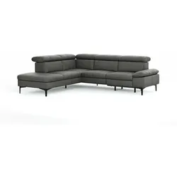 CASEDO Ecksofa Palma Leder Grau Grey