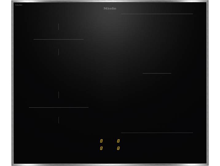 MIELE Induktions-Kochfeld KM 8460 FR , schwarz (silberfarben), B:62,6cm H:5,2cm T:52,6cm, Kochfelder, Induktions-Kochfeld