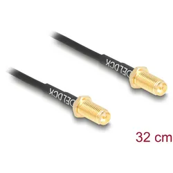 Delock Antennenkabel RP-SMA Buchse zum Einbau zu RP-SMA Buchse zum Einbau RG-174 32 cm