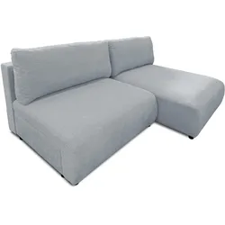 ECKSOFA Sora mit Schlaffunktion, Bettkasten und extra tiefer Komfortzone aus hochwertigem Grau Strukturstoff
