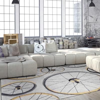 Domani Mohana Grey Bicycle Wheels Area Rug