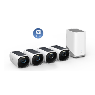 eufyCam S330 (eufyCam 3) 4-Cam Kit + 1 TB Hard Drive White