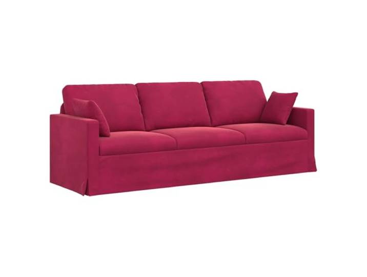 GHVBNMF Modernes Samtsofa 228x78x80 cm Weinrot Dreisitzer Couch Ergonomische Polstercouch mit Metallgestell und stilvollen Holzwerkstoff-Armlehnen, ideal für Wohnzimmer und Schlafzimmer.