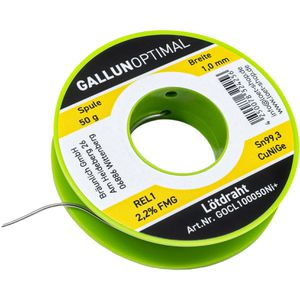 GALLUNOPTIMAL Lötzinn mit Flussmittel, bleifrei, Ø 1,0mm, 99,25% Zinn,0,7% Kupfer, 0,05% Nickel,50g