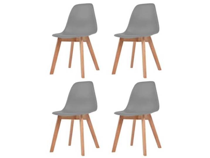 KTHLBRH Esszimmerstühle 4er Set Grau Kunststoff mit Massivholzbeinen Ergonomische Form, schmutzabweisende Oberfläche, einfache Montage, robuste Konstruktion, zeitloses Design