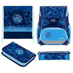 Herlitz Schulranzen-Set »Loop Dolphin Ride« Delfine Polyester blau blau, 31x37x22 cm