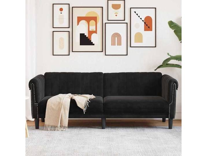 SALE 2025 Canapé fixe - Canapé trois places noir velours - 203x77x74 cm 29 Kg 3559