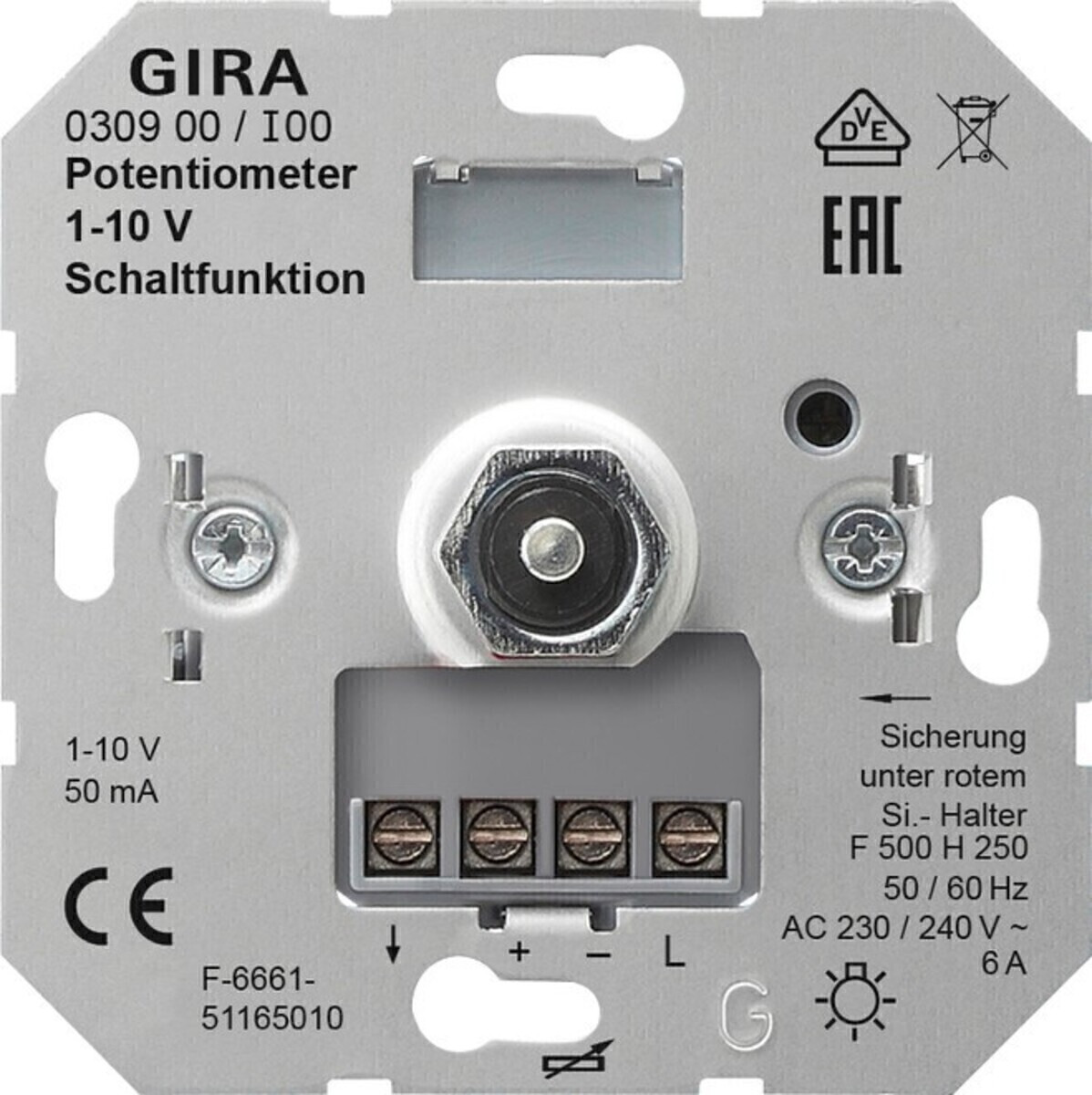 Gira Potentiometer stuurinrichting 1-10V met schakelfunctie voor diverse toepassingen