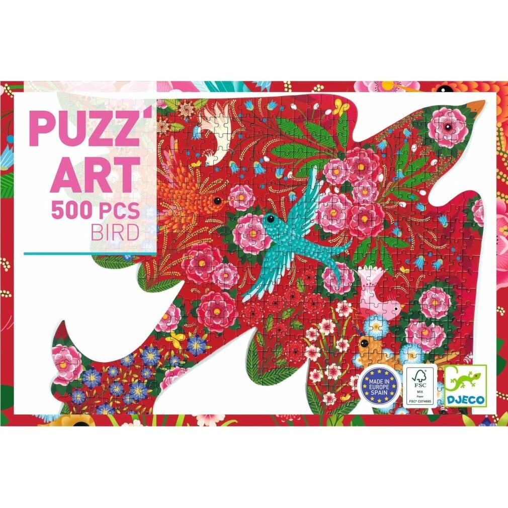 Djeco Contourpuzzel Vogel, 500 stukjes