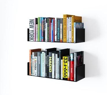 Wallniture Bali U Shape Floating Shelves Metal Bookshelf Wall Hanging Shelf (Set of 2)