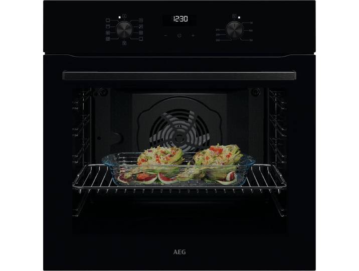 AEG Backofen SurroundCook® Serie 5000 TU5AB20WSK, Aqua-Reinigungsfunktion, Heißluft: Gleichmäßiges Garen auf 3 Ebenen: ideal für Mehrblech‑Backen