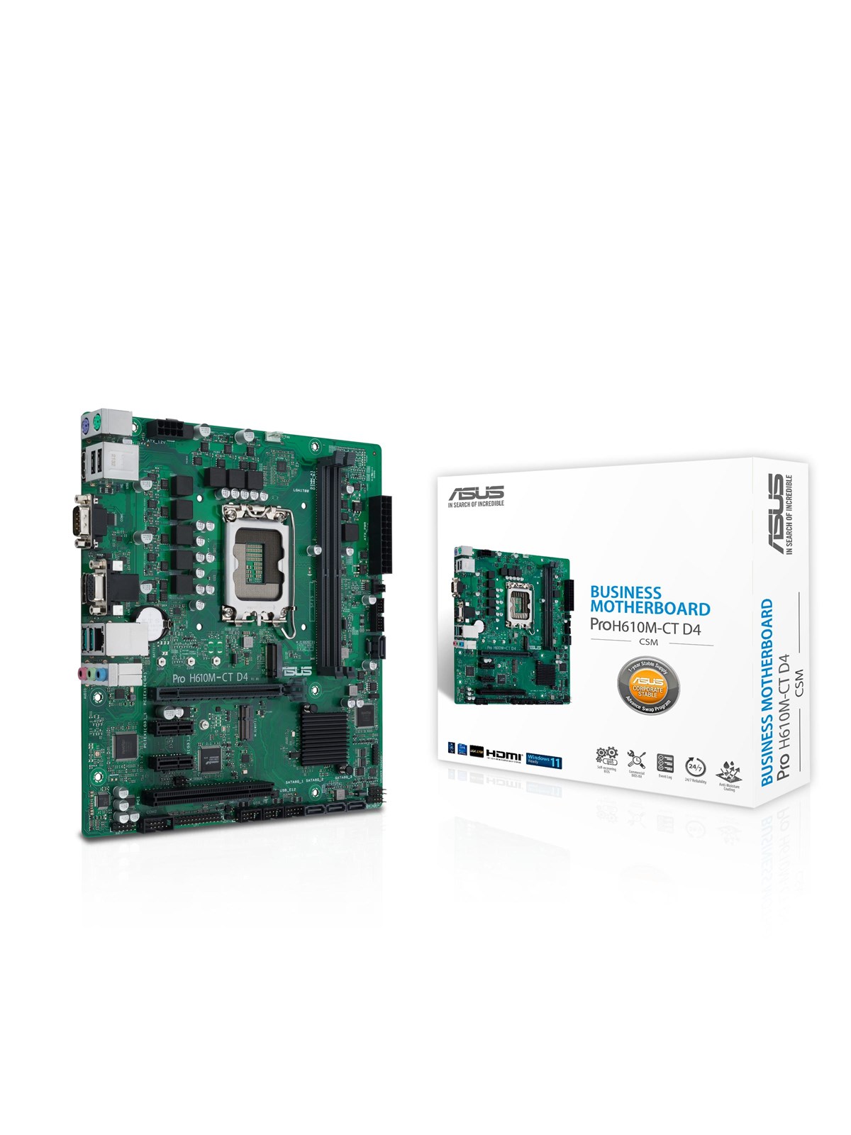 ASUS PRO H610M-C D4-CSM Mainboard - Intel H610 - Intel LGA1700 - DDR4 RAM - Micro-ATX
